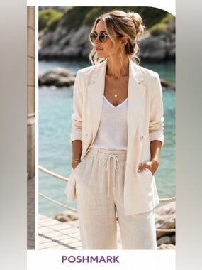 Gentle Fawn NWT Ivory Cotton Double Breasted Blazer Size Medium